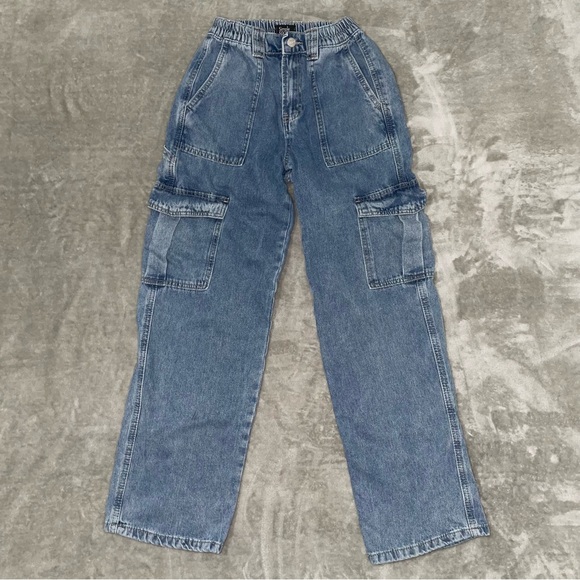 Women's Relaxed Blue Cargo Jeans Size 1/25 - Picture 1 of 10